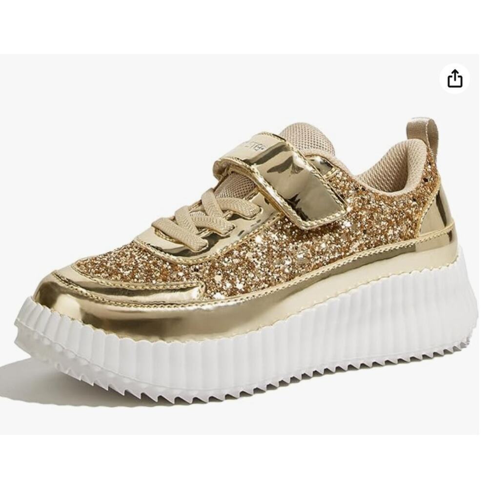 LUCKY STEP Kid's Glitter Running Sneaker Sparkly